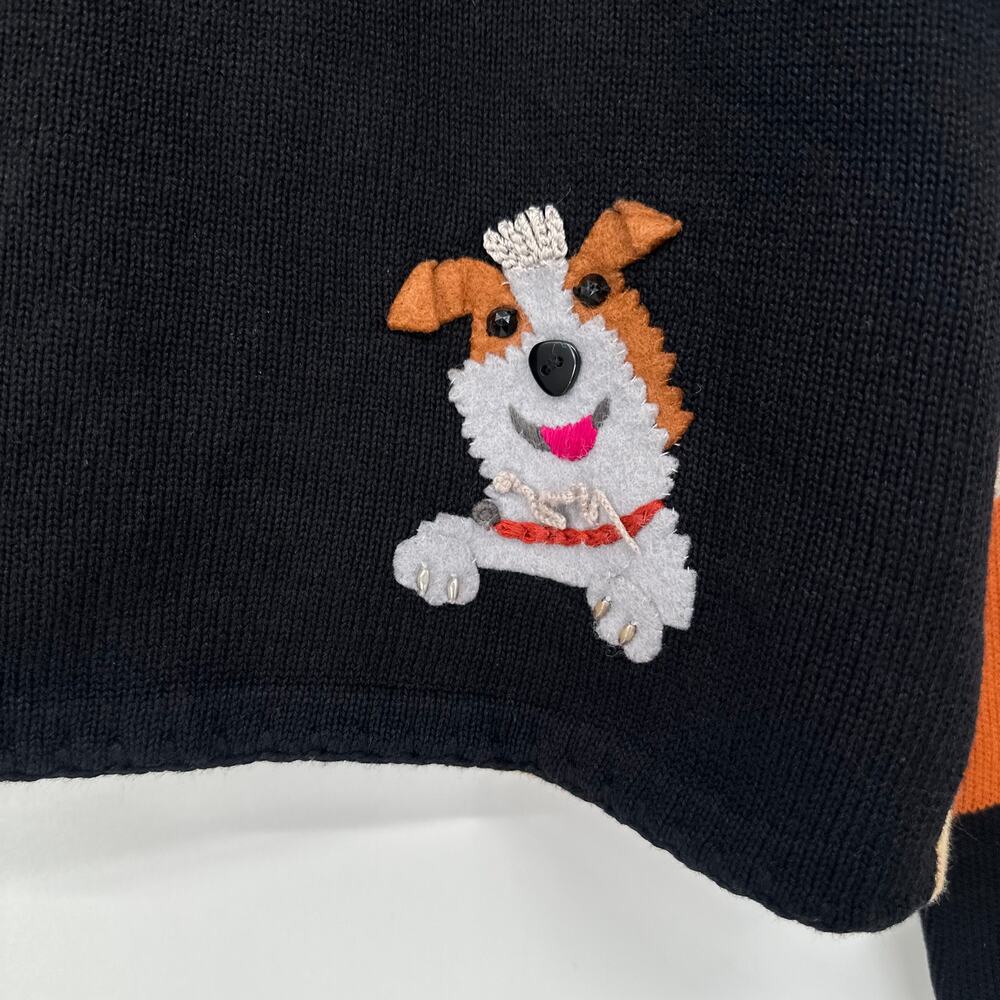 Michael Simon Vintage 90’s Dog Lover Patchwork Cardigan Sweater Beaded Novelty - Picture 5 of 13